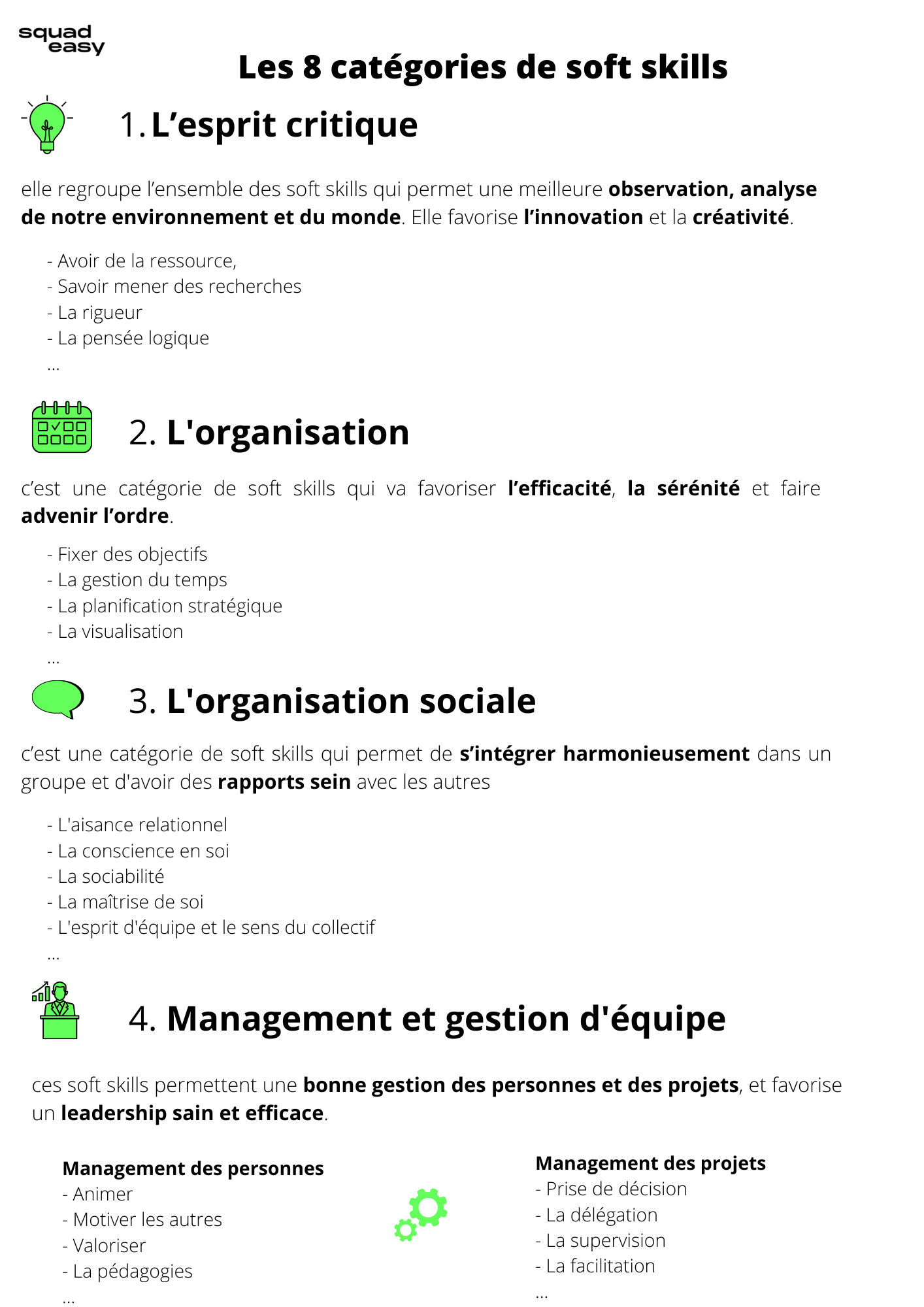 Les 8 catégories de soft skills