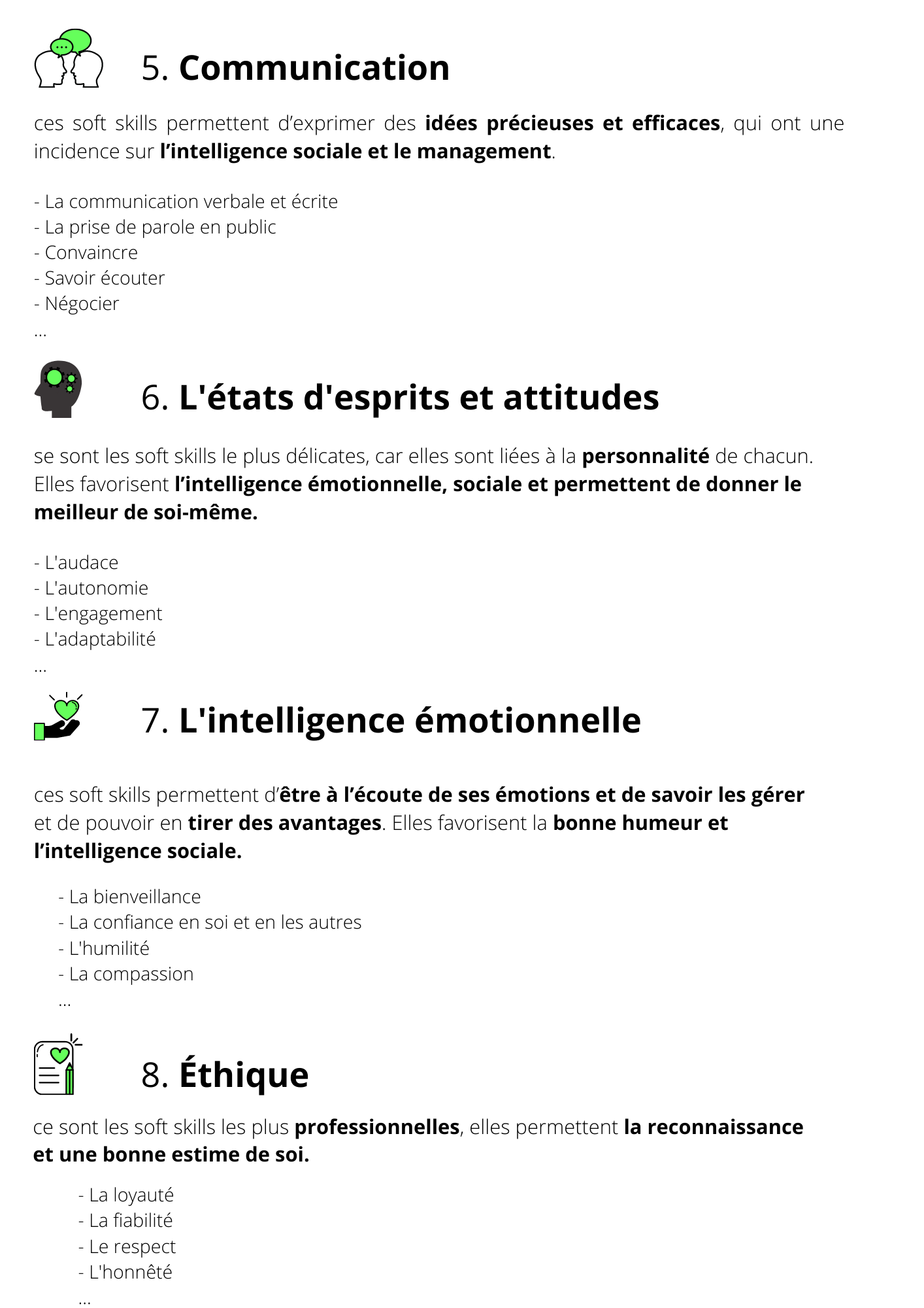 Les 8 catégories de soft skills